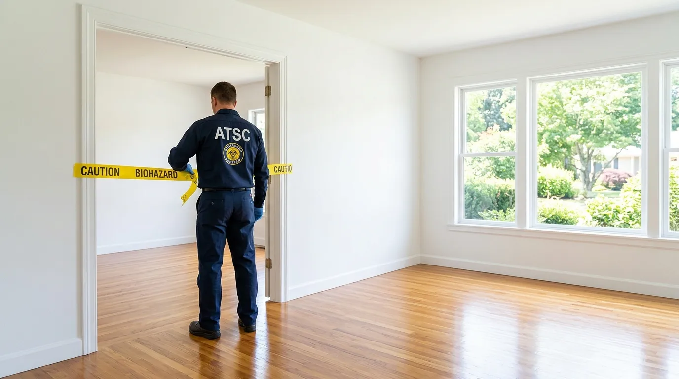 Certified biohazard cleanup crew performing Trauma Scene Cleanup in Clark